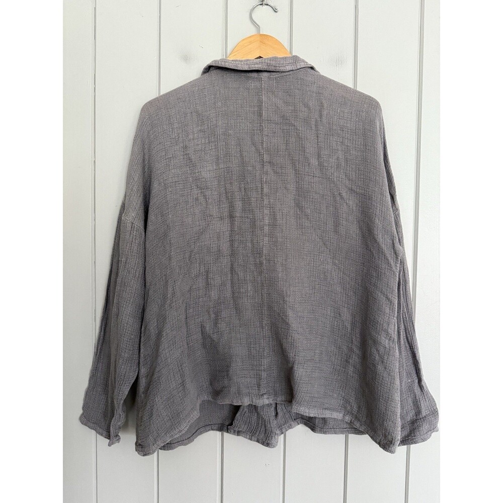 Fenini Shirt Jacket M Medium Button Lightweight Gray Single Button Pockets - Picture 4 of 5